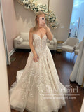 Strapless Sweetheart Neck Bridal dresses Delicate Leaves Lace Wedding Dresses with High Slit AWD2016-SheerGirl