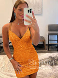 Strips Sequins Lace Sheath Sparkly Short Prom Dress Backless Homecoming Dress ARD3176-SheerGirl