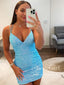 Strips Sequins Lace Sheath Sparkly Short Prom Dress Backless Homecoming Dress ARD3176