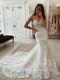 Stunning Sweetheart Neck Spaghetti Straps Mermaid Wedding Dress with Chapel Train AWD1831 (Copy)-SheerGirl