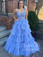 Halter Neck Backless Tiered Tulle Prom Gown Long Prom Dress ARD2731 –  SheerGirl