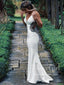 V Neck Satin Bridal Dress Mermaid Body-corn Wedding Dress with Beaded Appliques AWD2006