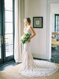 Vintage Floral Lace Wedding Gowns See Through Illusion Neck Wedding Dresses AWD2037-SheerGirl