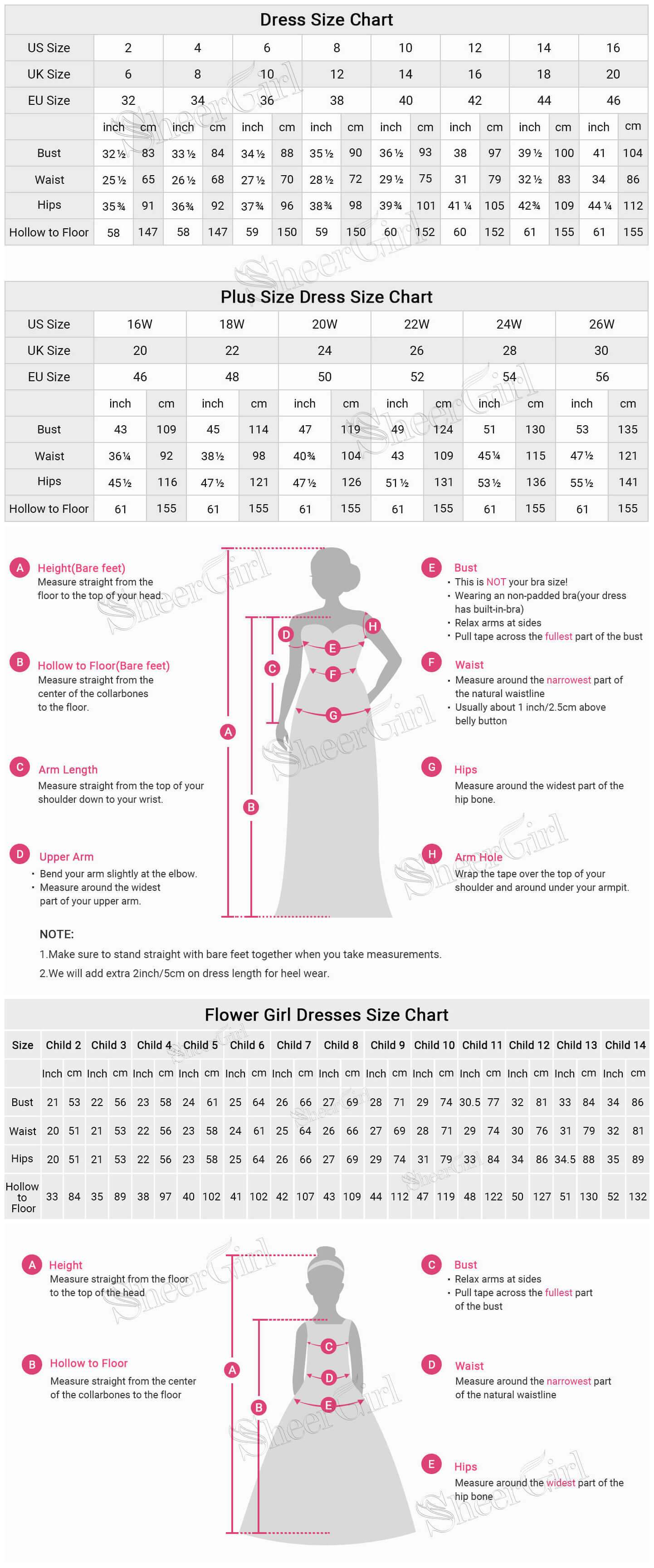 Size Guide For Women & Children – SheerGirl