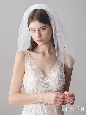 Ivory Cathedral Veil with Blusher Lace Applique Long Wedding Veil ACC1 –  SheerGirl