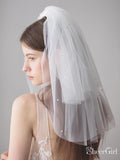 2 Tier Blusher Veil Shoulder Length Wedding Veils with Crystals ACC1080-SheerGirl