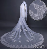 2 Tier Cathedral Lace Applique Wedding Veils ACC1074-SheerGirl