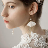 3D Flower Headband with Crystals, Ivory Flower Drop Earrings ACC1091-SheerGirl