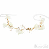 3D Flower Headband with Crystals, Ivory Flower Drop Earrings ACC1091-SheerGirl