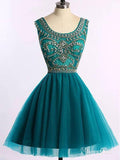 A Line Beaded Mini Homecoming Dresses Rhinestone Tulle Homecoming Dress ARD1512-SheerGirl