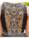 A Line Beaded Rhinestone Black Homecoming Dresses with Pocket Little Black Dress ARD1782-SheerGirl