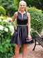 A Line Beaded Rhinestone Black Homecoming Dresses with Pocket Little Black Dress ARD1782