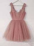 A Line Dusty Rose Homecoming Dresses Applique Cheap Cute Hoco Dresses ARD1119-SheerGirl