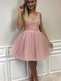 A Line Dusty Rose Homecoming Dresses Applique Cheap Cute Hoco Dresses ARD1119-SheerGirl