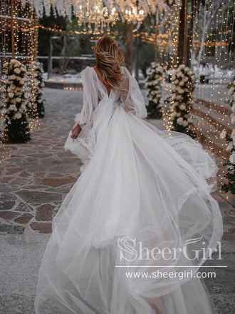 3D Flowers Wedding Gown Floral Lace Boho Wedding Dresses AWD1911 – SheerGirl