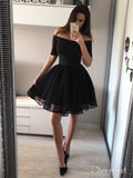 A Line Off the Shoulder Black Homecoming Dresses Chic Little Black Dress ARD1730-SheerGirl