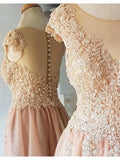 A Line Short Chiffon Prom Dresses Beaded Lace Cute Homecoming Dresses ARD1144-SheerGirl