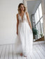 A Line Soft Net Beaded Appliques Deep V Illusion Svatební šaty AWD1751 