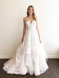 A-line 3D Lace Wedding Dresses Chapel Train Wedding Dress AWD1582-SheerGirl