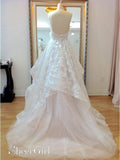 A-line 3D Lace Wedding Dresses Chapel Train Wedding Dress AWD1582-SheerGirl