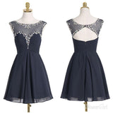 A-line Black Chiffon Empire Homecoming Dresses,Cheap Mini Short Prom Dresses,apd1860-SheerGirl