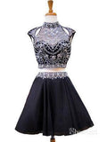 A-line Black Chiffon with Beaded 2 Piece Homecoming Dresses APD2751-SheerGirl