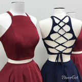 A-line Halter Backless 2 Piece Cheap Homecoming Dresses APD2752-SheerGirl