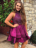 A-line Halter High neck Rhinestone Beaded Shiny Homecoming Dresses apd2651-SheerGirl