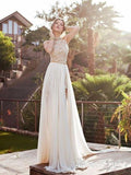 A-line Lace Beach Wedding Dresses with Slit Ivory Backless Sexy Summer Wedding Dresses apd1449-SheerGirl