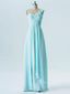 A-line One Shoulder Mint Chiffon Empire Long Bridesmaid Dresses APD2864