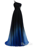 A-line One Shoulder Ombre Formal Dresses Cheap Long Prom Dresses APD2875-SheerGirl