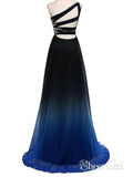 A-line One Shoulder Ombre Formal Dresses Cheap Long Prom Dresses APD2875-SheerGirl