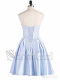 A-line Satin Beaded Strapless Cheap Homecoming Dresses with Pocket APD2741-SheerGirl