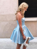 A-line Satin Beaded Strapless Cheap Homecoming Dresses with Pocket APD2741-SheerGirl