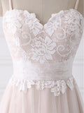 A-line Spaghetti Strap Sweetheart Neck Lace Cheap Wedding Dresses SWD0034-SheerGirl