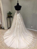 A-line Spaghetti Strap Sweetheart Neck Simple Wedding Dresses SWD0033-SheerGirl