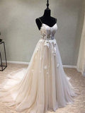 A-line Spaghetti Strap Sweetheart Neck Simple Wedding Dresses SWD0033-SheerGirl