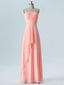 A-line Strapless Chiffon Long Wedding Party Bridesmaid Dresses APD2863