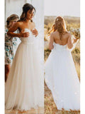 A-line Strapless Sweetheart Neck Beach Wedding Dresses Rustic Wedding Dress,apd1784-SheerGirl