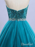 A-line Strapless Sweetheart Neck Sequin Long Prom Dresses APD2889-SheerGirl