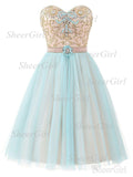 A-line Sweetheart Neck Shiny Beaded Short Homecoming Dresses APD2756-SheerGirl