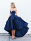 A-line Sweetheart Neck Bez ramínek Vysoké Nízké Navy Prom Šaty APD2994 