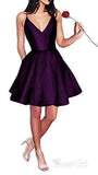 A-line V-neck Spaghetti Strap Burgundy Simple Homecoming Dresses with Pocket APD2544-SheerGirl