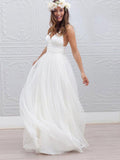 A-line V-neck Spaghetti Strap Simple Cheap Beach Wedding Dresses APD2450-SheerGirl