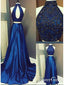 A-line/Princess Halter High Neck Beaded Two Piece Prom Dresses APD3037