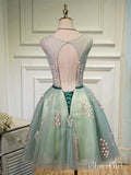 Appliqued Mint Homecoming Dresses Knee Length Open Back Hoco Dress ARD1545-SheerGirl