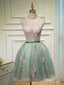 Appliqued Mint Homecoming Dresses Knee Length Open Back Hoco Dress ARD1545