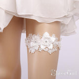 Appliqued White Lace Wedding Garters ACC1017-SheerGirl