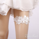 Appliqued White Lace Wedding Garters ACC1017-SheerGirl