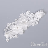 Appliqued White Lace Wedding Garters ACC1017-SheerGirl